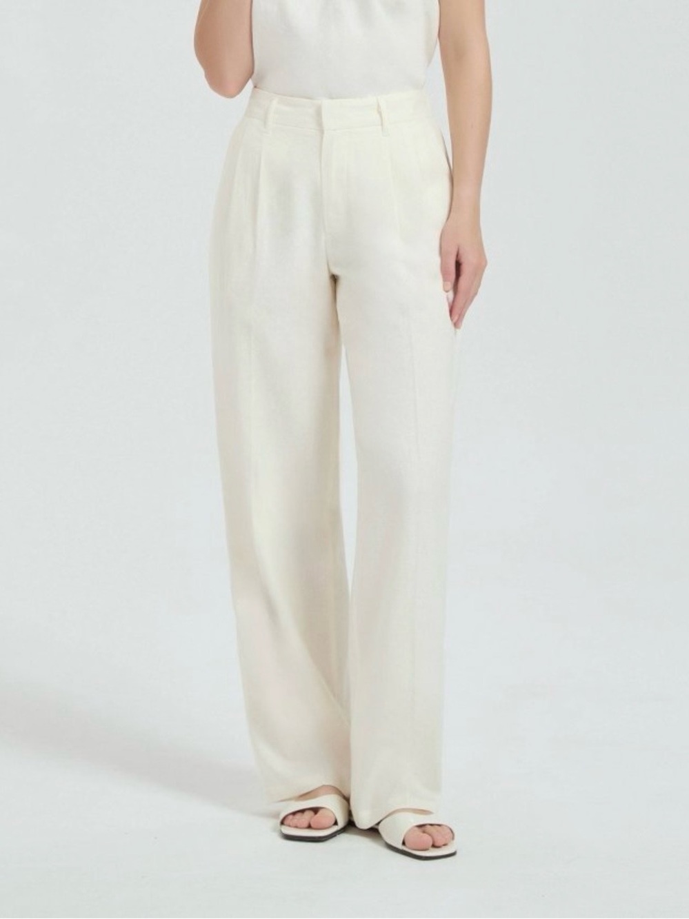 Antonio Melani Linen Blend Wide Leg Tailored Pants, Off White – Size 6